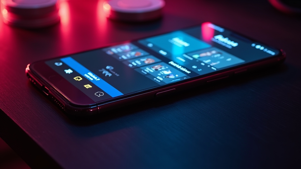 Teléfono Android con la app Rabona abierta en un ambiente de casino oscuro
